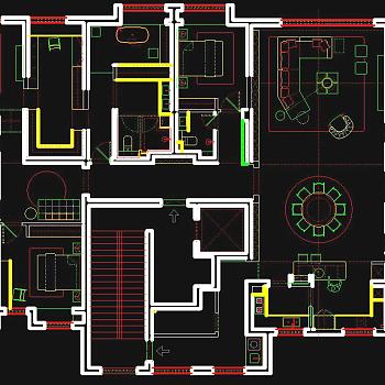 【CAD图纸】两套大平层打通CAD平面方案+PSD彩平