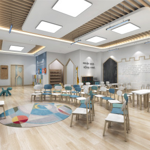 【CAD图纸】品格蒙特梭利幼儿园 高清效果图+CAD施工图