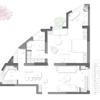 【CAD图纸】114㎡异形户型CAD平面方案+PSD彩平