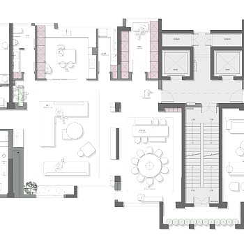 【CAD图纸】520㎡大平层CAD平面方案+PSD彩平