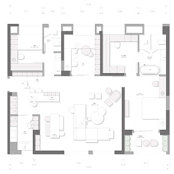 【CAD图纸】150㎡台式大平层CAD平面方案+PSD彩平