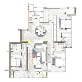 【CAD图纸】152㎡三居室CAD平面方案+PSD彩平