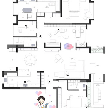 【CAD图纸】270㎡大平层CAD平面方案+PSD彩平