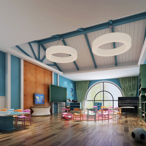 【CAD图纸】花园小镇时尚幼儿园 效果图+CAD施工图