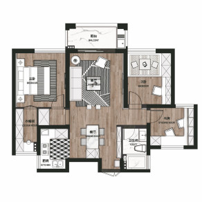 【CAD图纸】三房两厅现代家装设计 CAD施工图+实景