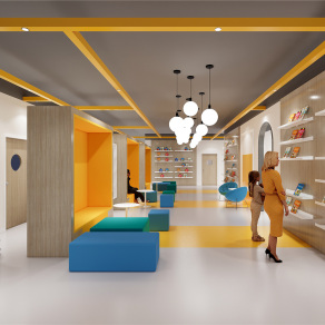 【CAD图纸】洲绘本英语培训中心 CAD施工图+效果图