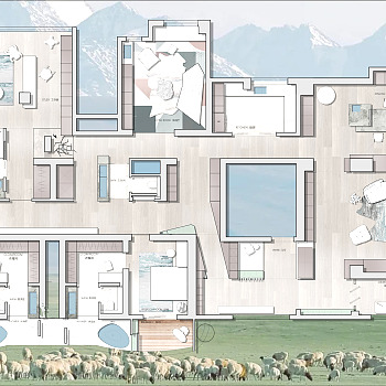 【CAD图纸】485㎡三居室CAD平面方案+PSD彩平