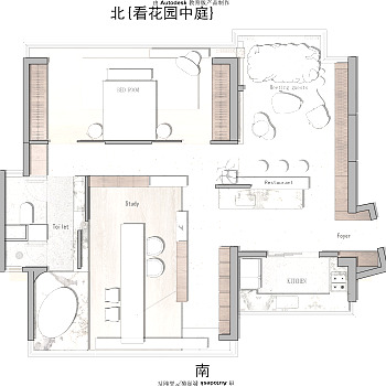 【CAD图纸】110㎡一居室平面方案