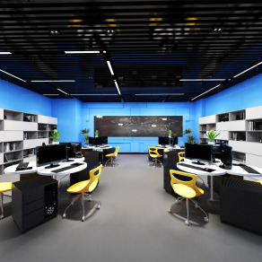 【CAD图纸】广州供电局客户服务中心创意展厅丨彩平图+效果图+CAD施工图