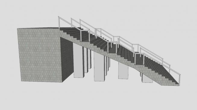 大学教学楼扶手楼梯su模型下载_sketchup草图大师skp模型