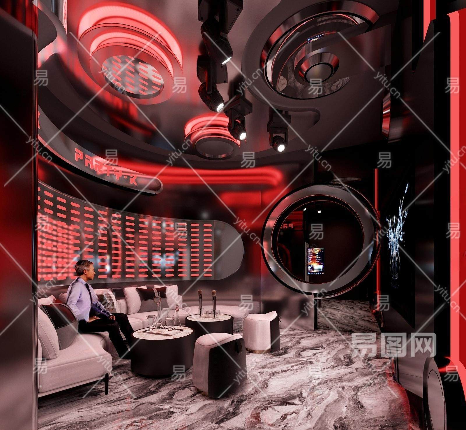 现代潮流KTV 包间 - 餐饮娱乐_KTV模型su模型-su模型库-sketchup网