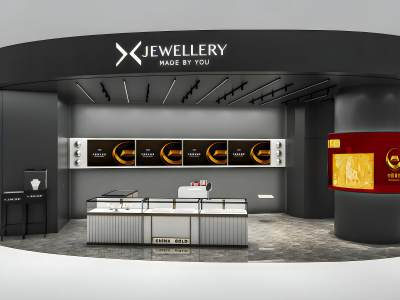 现代珠宝店门头门面模型