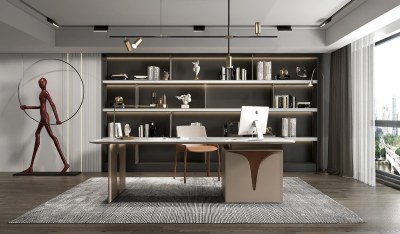 现代书房SU模型下载