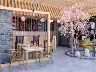 现代餐厅饭店模型