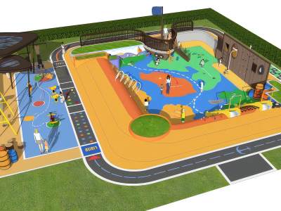现代室外儿童游乐场
