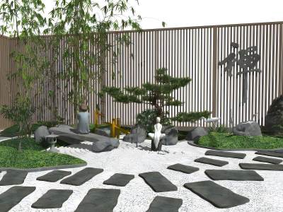 新中式庭院景观枯山水禅意景观小品