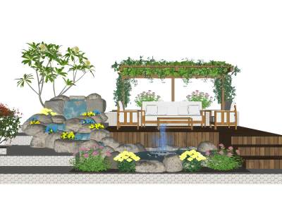 现代别墅水景景观庭院