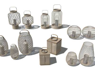 新中式藤编烛台灯