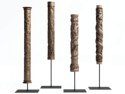 新中式柱子雕塑