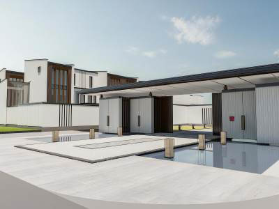 现代合院小区大门