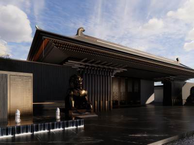 中式古典景观入口大门