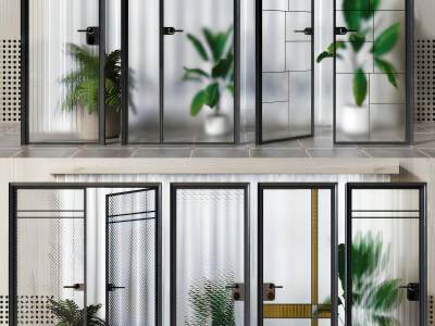 现代玻璃门组合