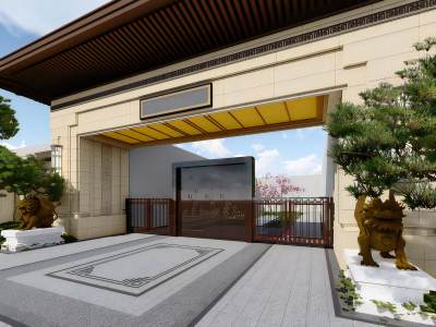 新中式入户大门门楼