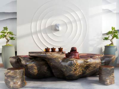 新中式根雕茶台