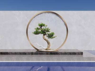 新中式造型松雕塑