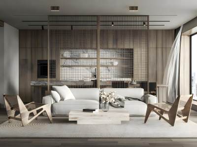 SU模型M0003265768侘寂客餐厅模型