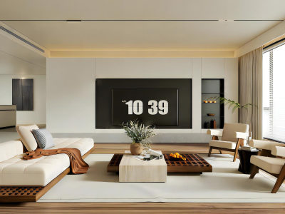 侘寂风客餐厅模型