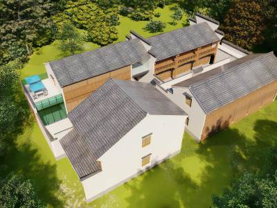 新中式徽派民宿酒店会所建筑