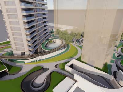 现代曲线景观住宅小区