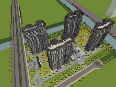 现代高层住宅鸟瞰规划