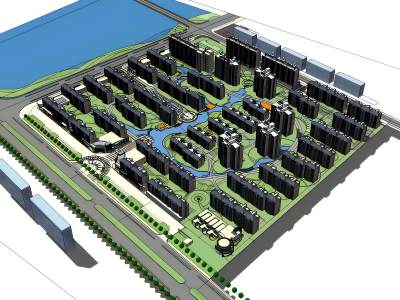 现代小区鸟瞰规划