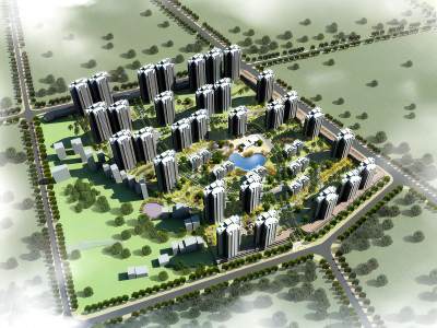 现代小区建筑鸟瞰