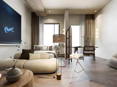 侘寂风单身公寓卧室