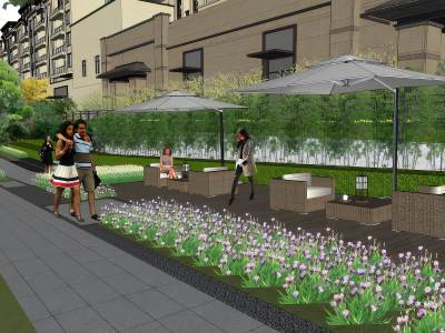 现代别墅洋房宅间景观