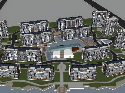 现代小区建筑鸟瞰