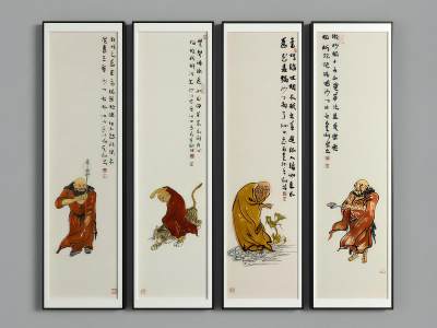 新中式竖装饰挂画