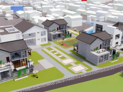 新中式独栋别墅鸟瞰