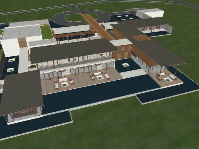 新中式民宿建筑鸟瞰