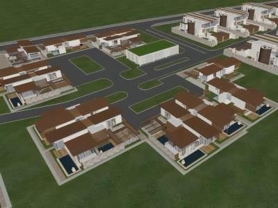 新中式小区建筑鸟瞰