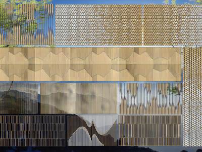 现代铁艺格栅景墙围墙