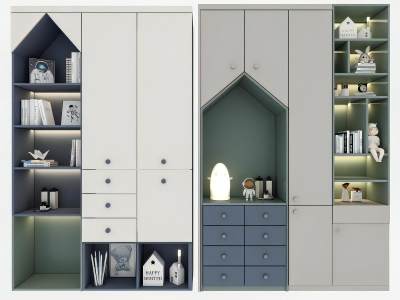 现代儿童多功能衣柜组合
