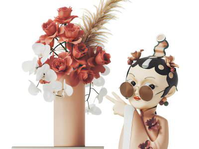 现代花艺国潮摆件组合