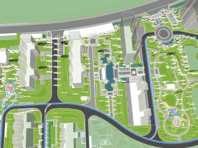 新中式小区景观鸟瞰