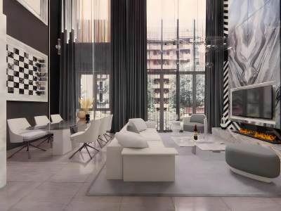 现代别墅客厅模型