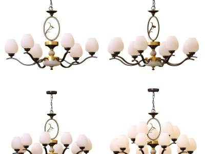 新中式铁艺多头吊灯