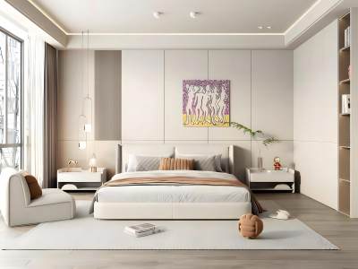 现代白色卧室